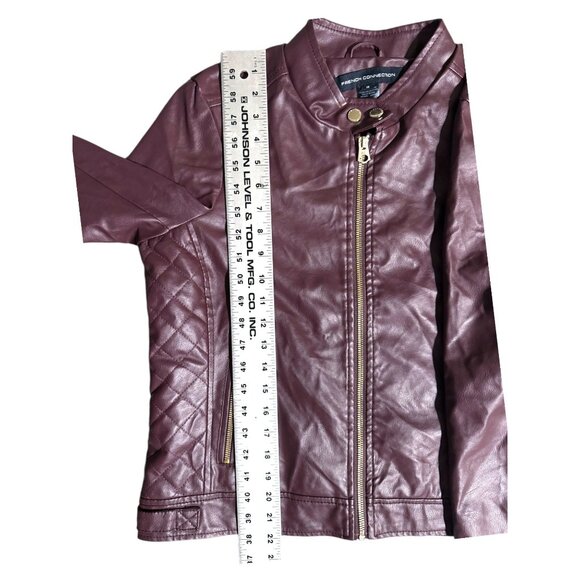 French Connection Women's M Quilted Faux Leather Jacket Burgundy NWT - Picture 6 of 9